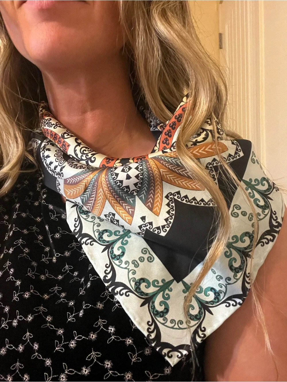 100% Silk Patterned Scarf
